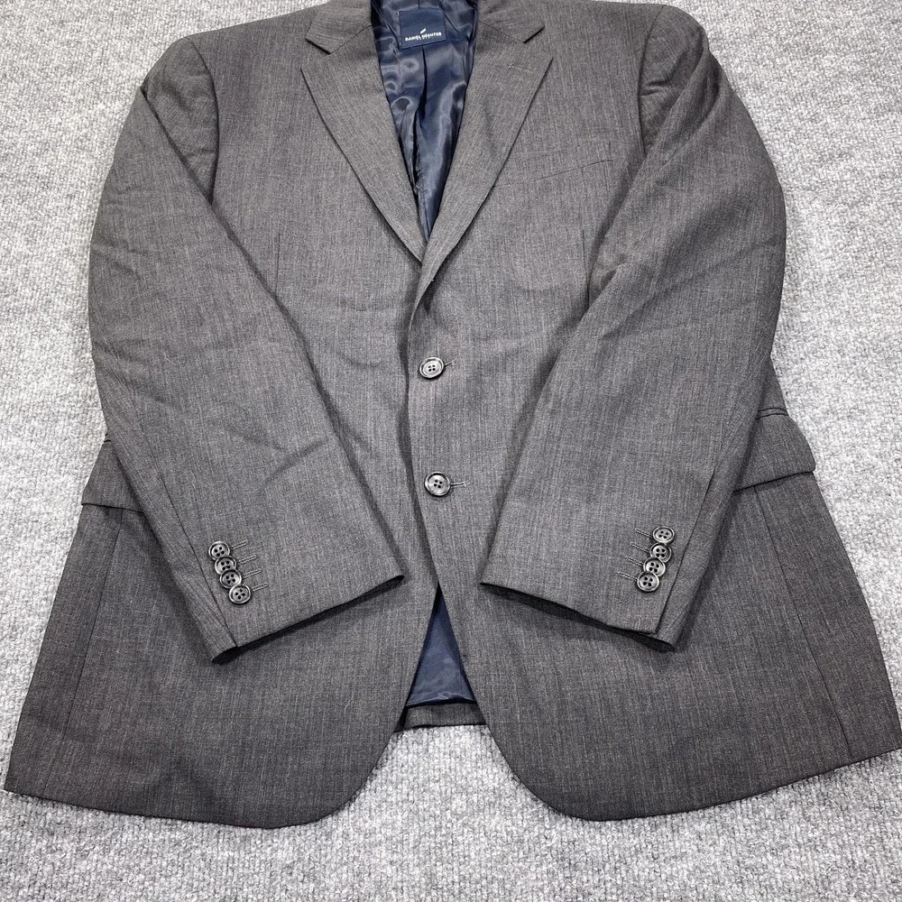 Daniel Hechter Blazer Mens 40S Charcoal Grey 100%‎ Wool Two Button Suit Jacket